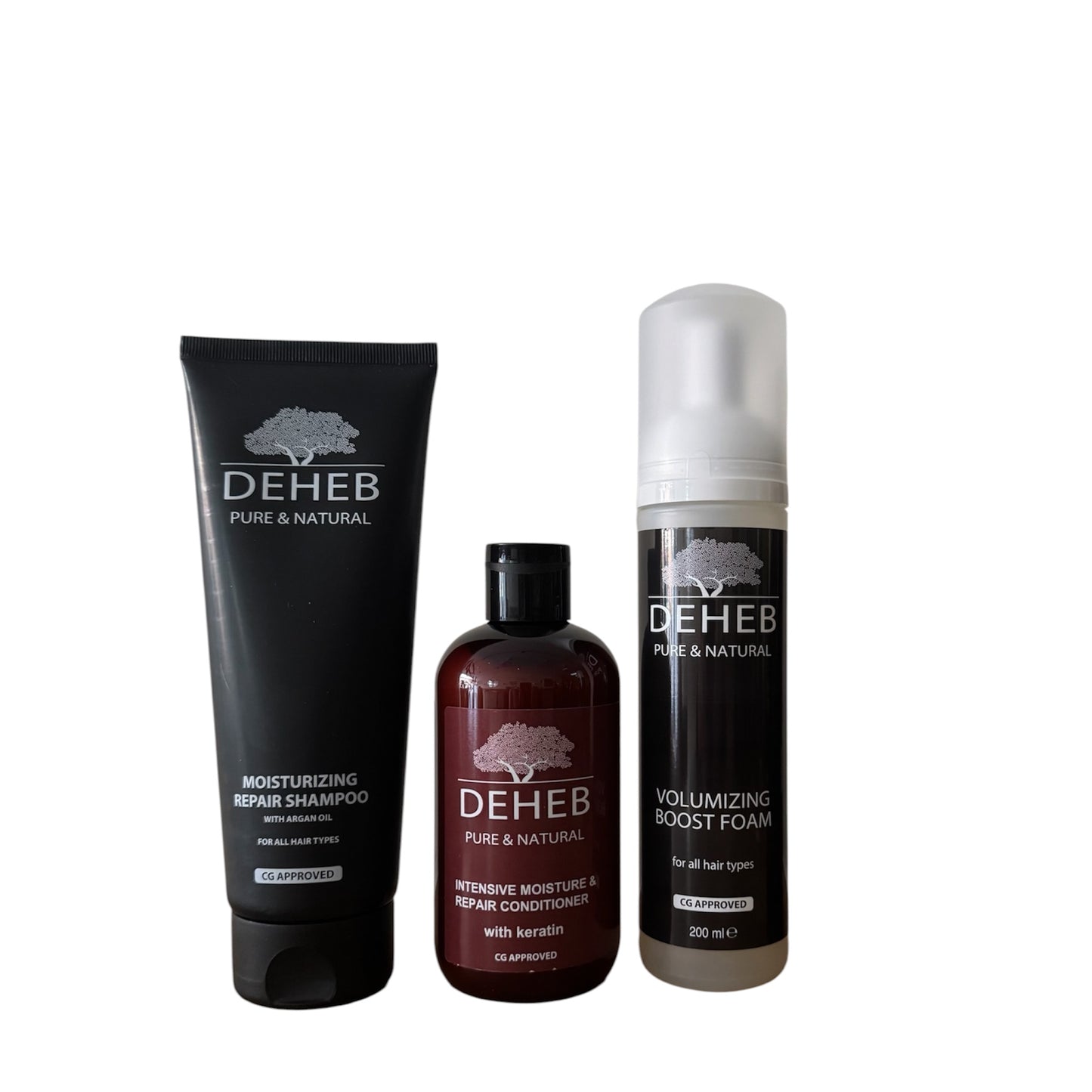 DEHEB volume haarverzorgingsset voor 2A tot 2B golvend haar met shampoo conditioner en volume foam