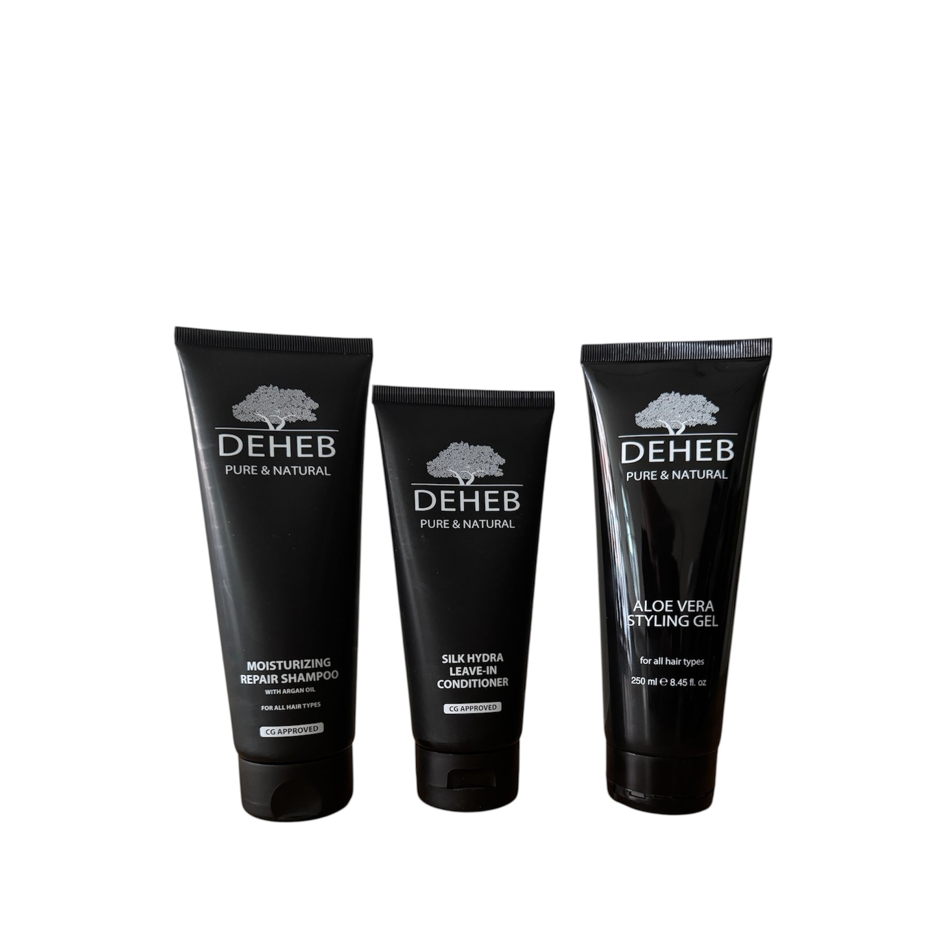 DEHEB haarverzorgingsset voor 2B–3C waves en krullen met hydraterende shampoo, leave-in conditioner en aloe vera styling gel